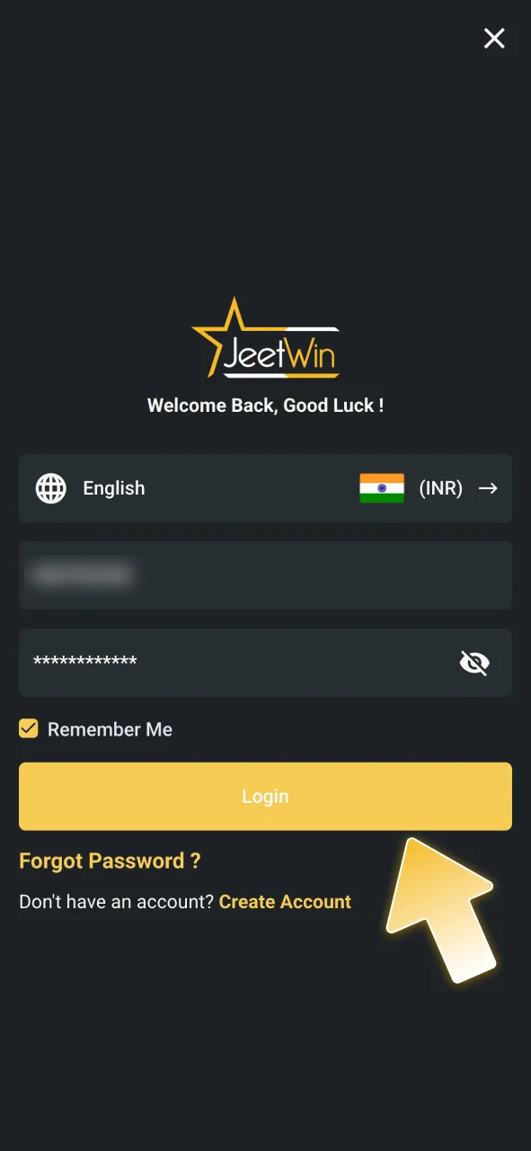 Use your mobile number for a quick JeetWin login.