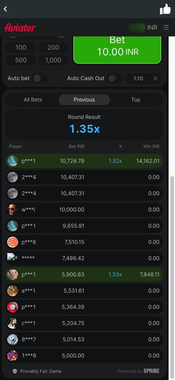 Check the JeetWin round history to see past multipliers.