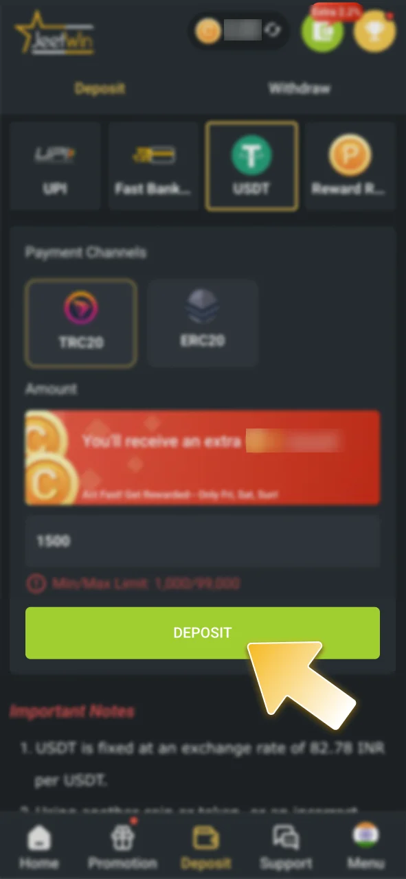 Authorise the payment in your wallet to fund JeetWin.